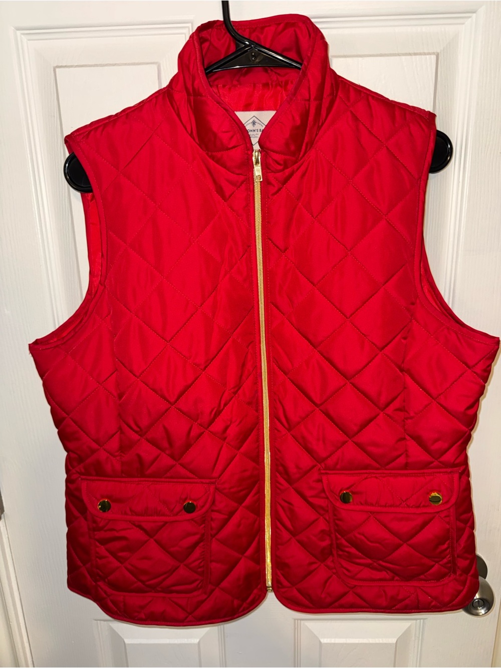 St. John's Bay Red Quilted Vest with Gold Hardware